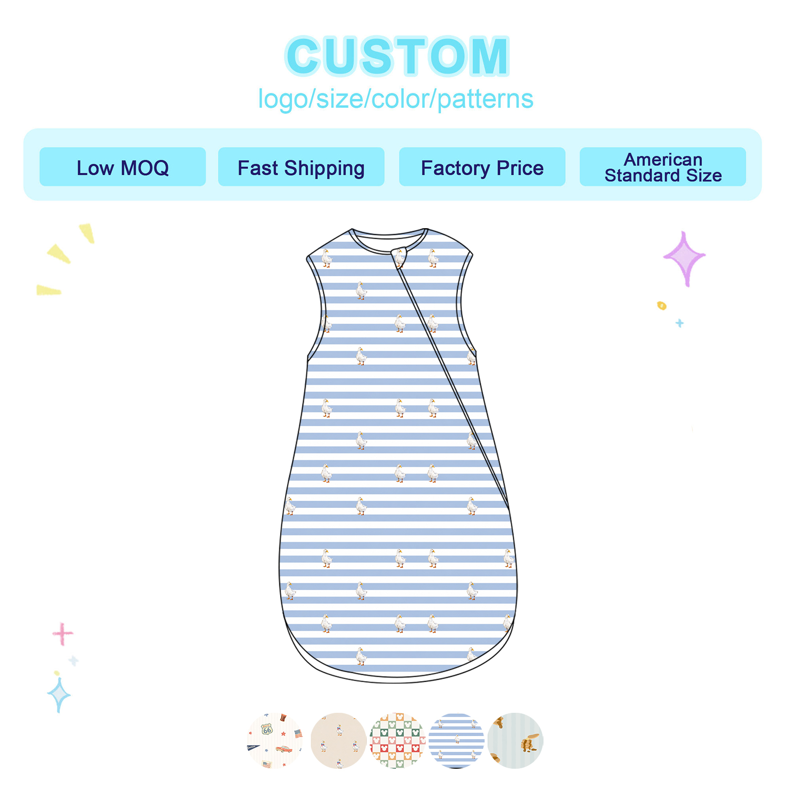 Seamless Baby Sleeping Sack Cotton Blank Apparel Bulk with CPC Certified Compliance